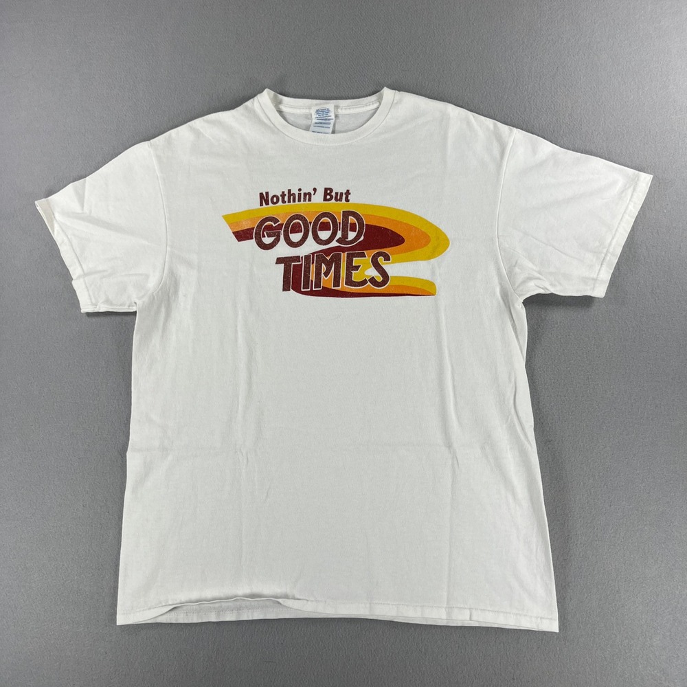 Vintage Y2K Delta Pro Weight White "Nothin But Good Times" Graphic Tee Mens L